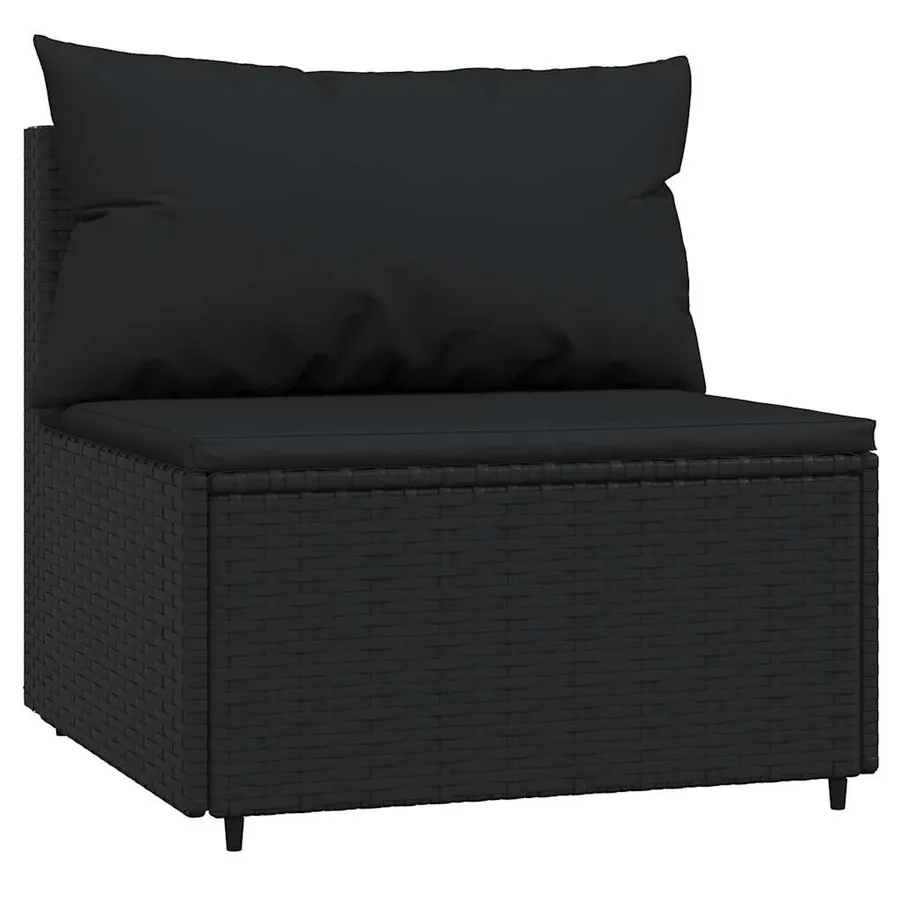 Salon de jardin 3 pcs avec coussins Noir Résine tressée - 5