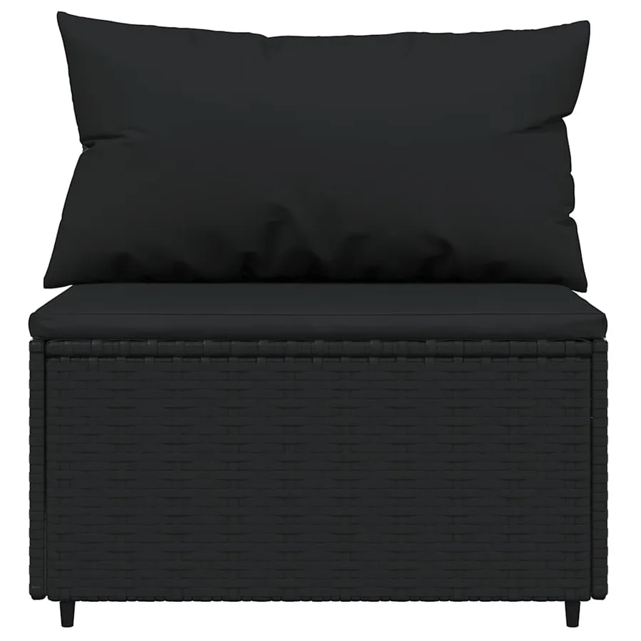 Salon de jardin 3 pcs avec coussins Noir Résine tressée - 6