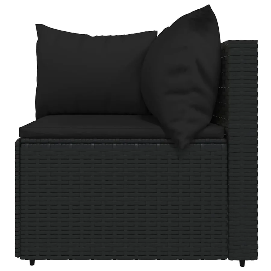 Salon de jardin 3 pcs avec coussins Noir Résine tressée - 7