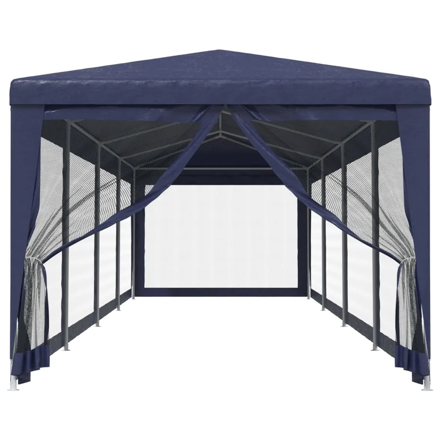 Tente de fête et 10 parois latérales en maille Bleu 3x12 m PEHD - 3