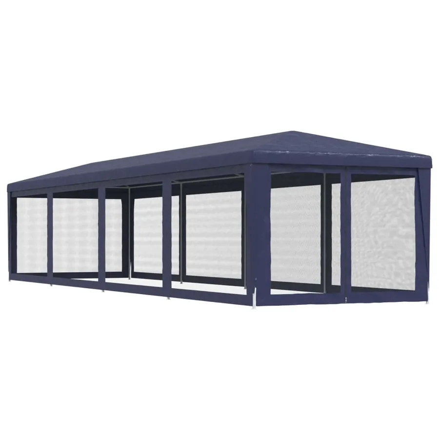 Tente de fête et 10 parois latérales en maille Bleu 3x12 m PEHD - 5