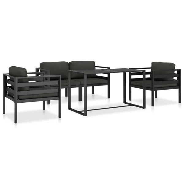 Ensemble de canapés 5 pcs avec coussins Aluminium Anthracite