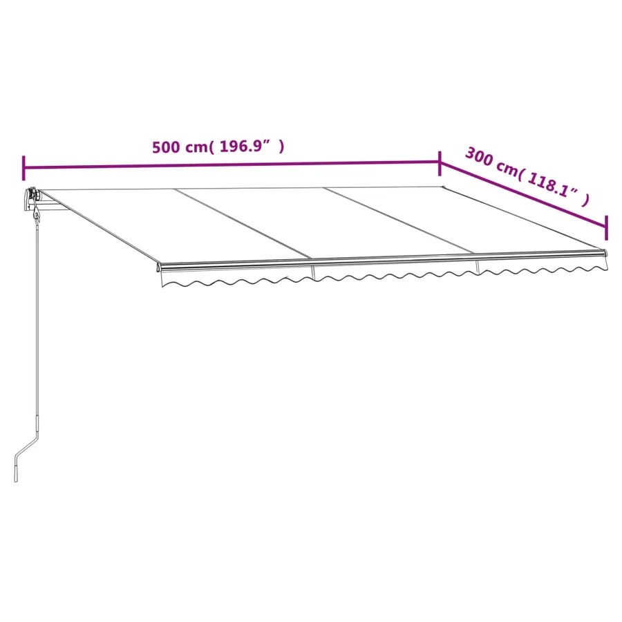 Auvent rétractable automatique 500x300 cm Crème - 9