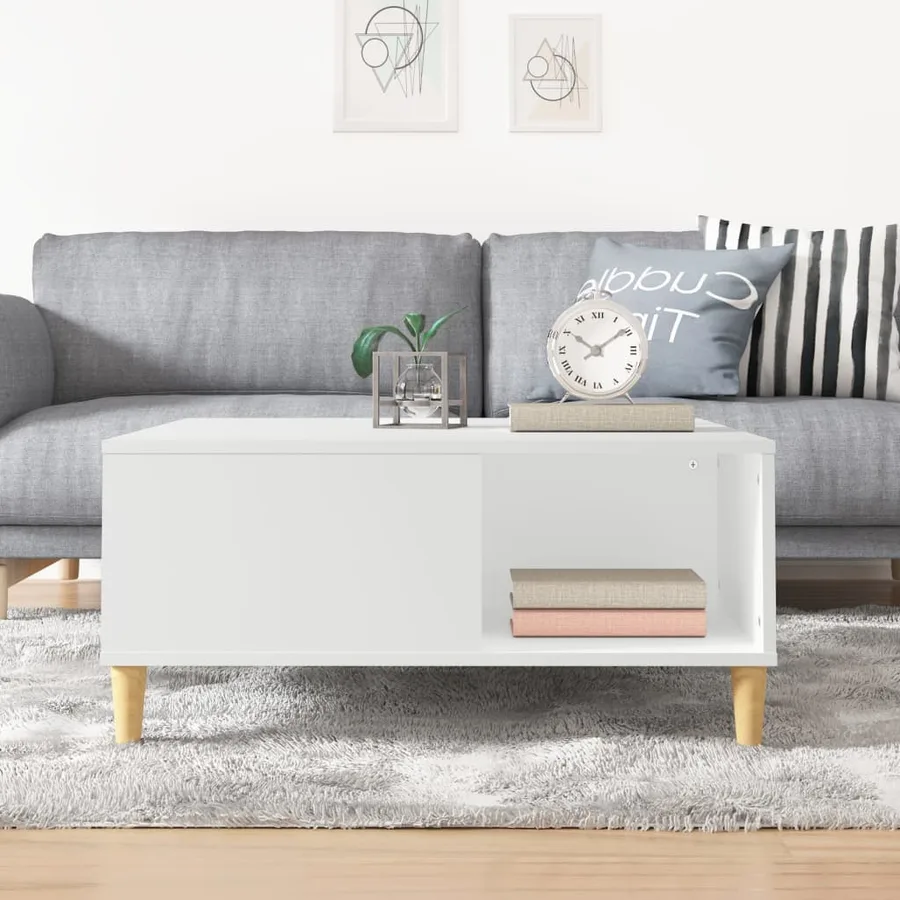 Table basse blanc 80x80x36,5 cm bois d'ingénierie - 3
