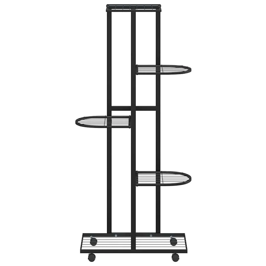 Jardinière à 5 niveaux avec roues 44x23x100 cm Noir Fer - 5
