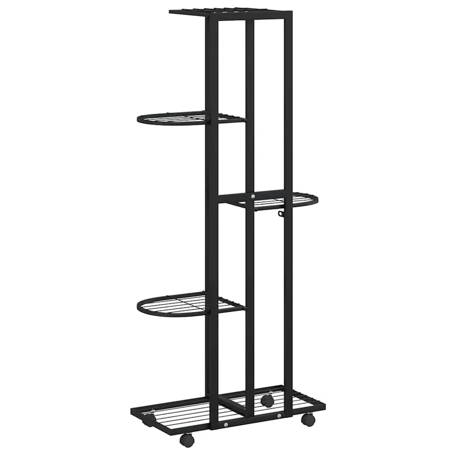 Jardinière à 5 niveaux avec roues 44x23x100 cm Noir Fer - 7