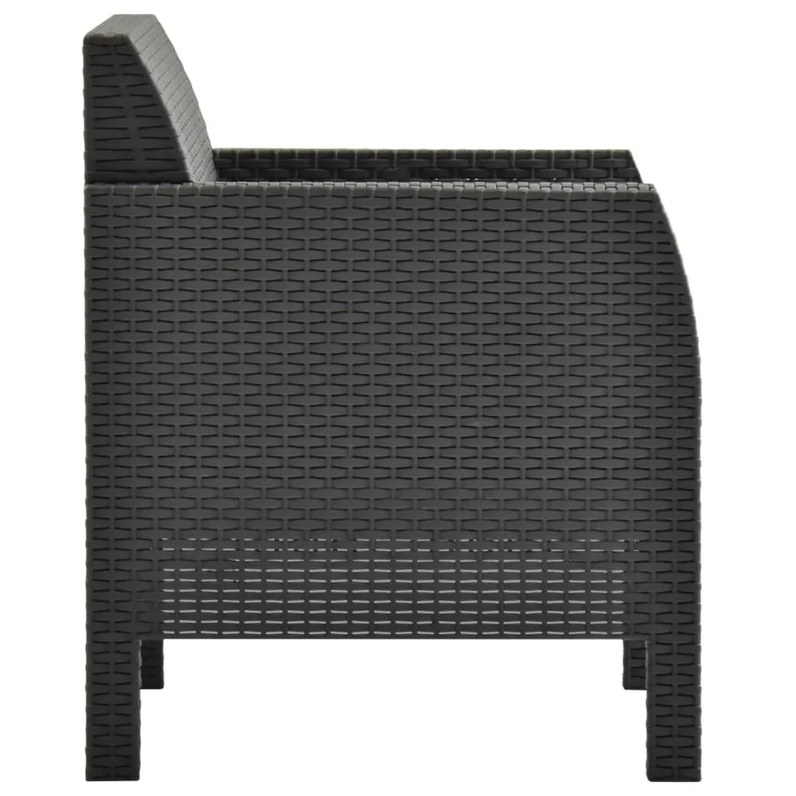 Chaises de jardin avec coussins lot de 2 PP Rotin Anthracite - 4