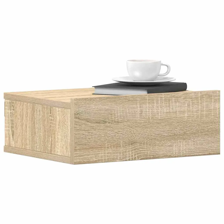 Table de chevet flottante Chêne sonoma Bois d'ingénierie - 4
