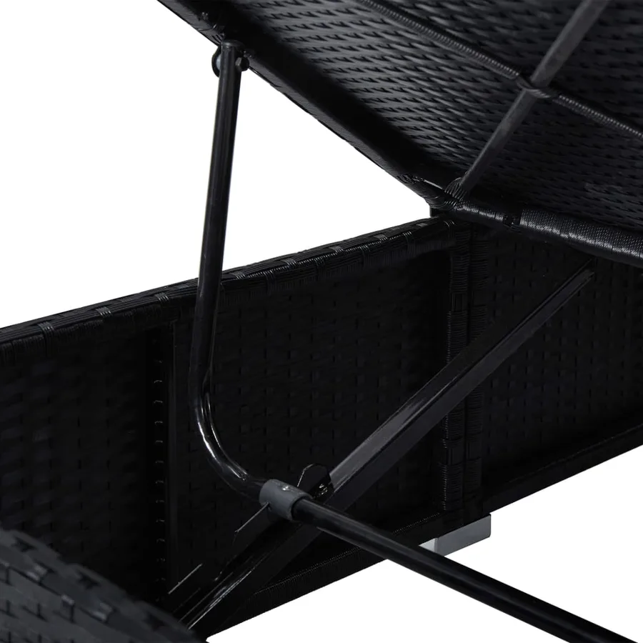 Chaise longue avec coussin Résine tressée Noir - 8