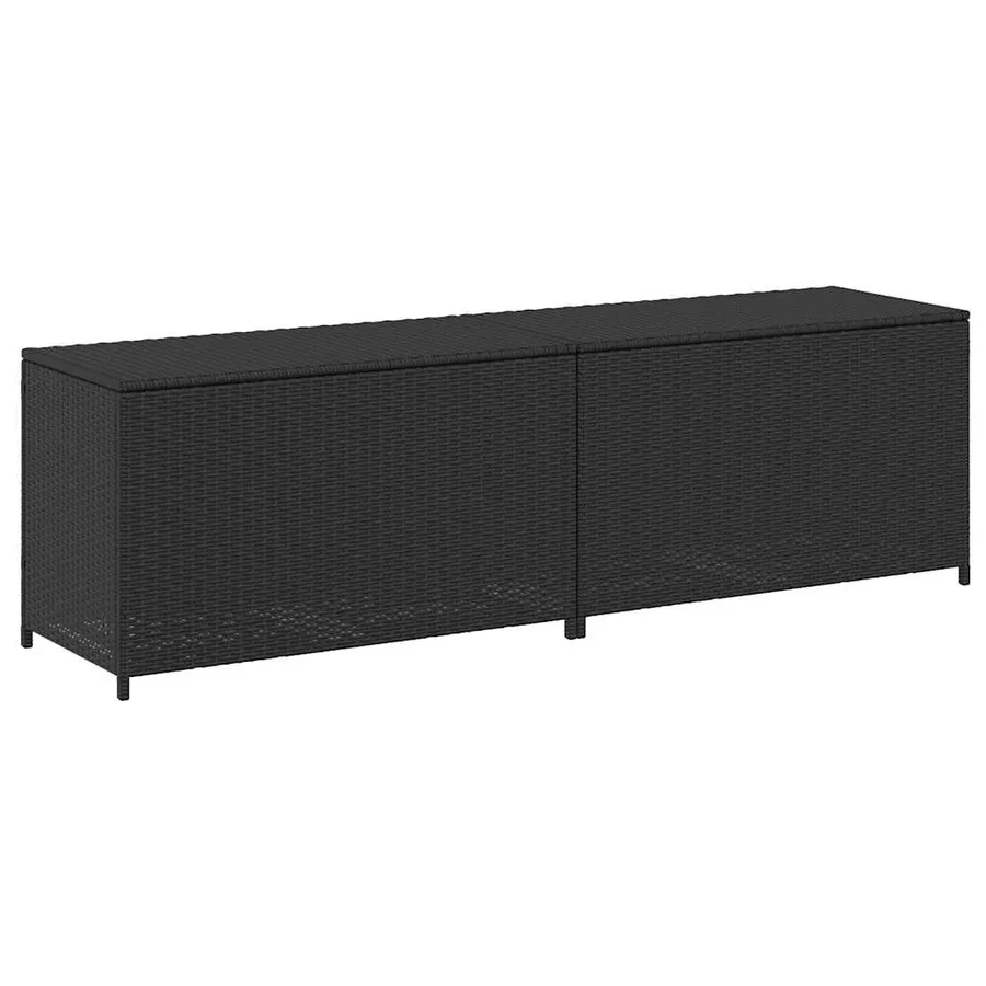 Boîte de rangement de jardin résine tressée 200x50x60 cm noir - 2