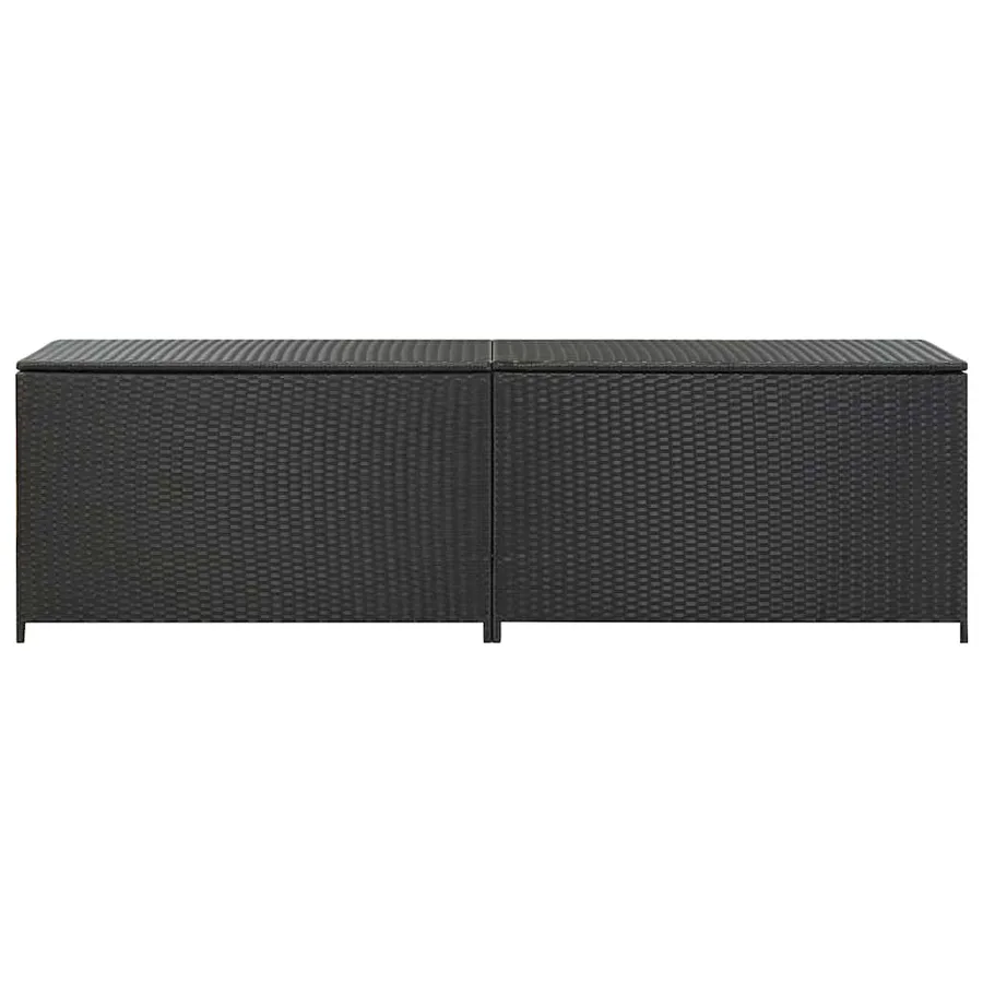 Boîte de rangement de jardin résine tressée 200x50x60 cm noir - 4