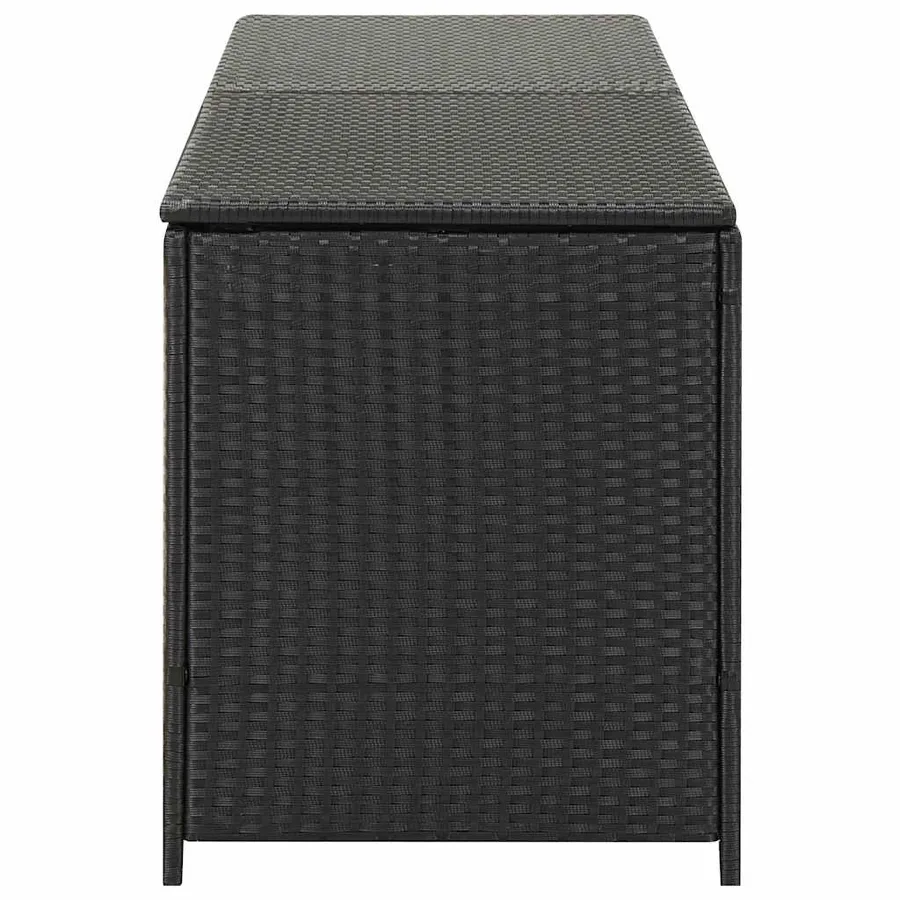 Boîte de rangement de jardin résine tressée 200x50x60 cm noir - 5
