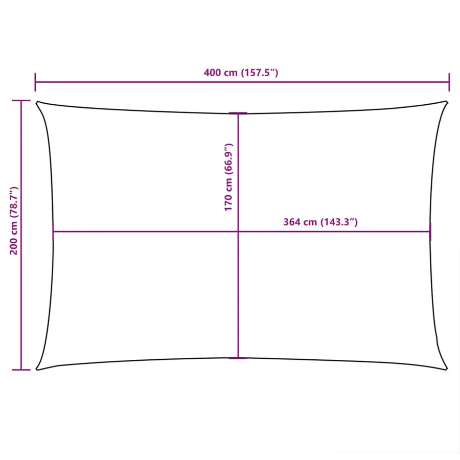 Voile de parasol tissu oxford rectangulaire 2x4 m crème - 10
