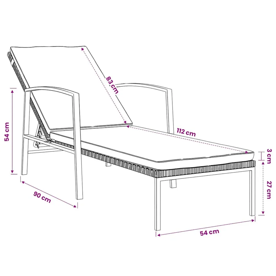 Chaises longues lot de 2 avec table résine tressée marron - 11