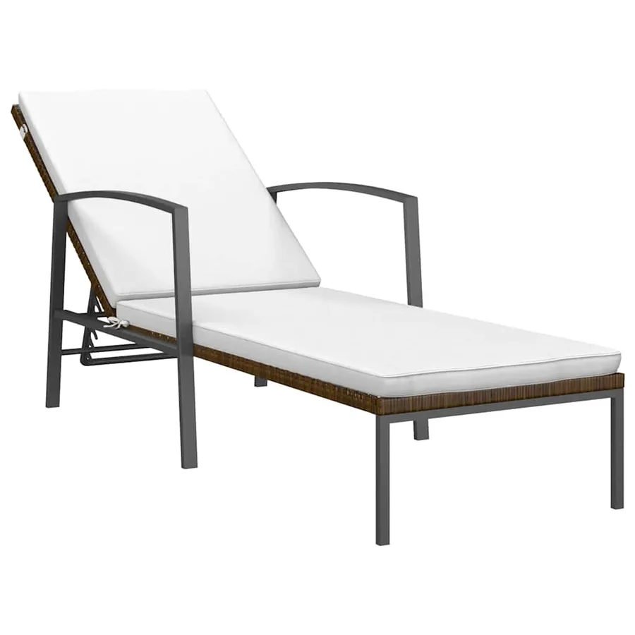 Chaises longues lot de 2 avec table résine tressée marron - 3