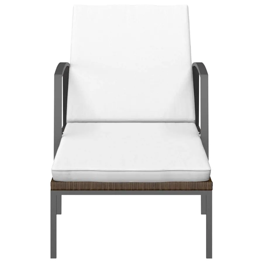 Chaises longues lot de 2 avec table résine tressée marron - 4