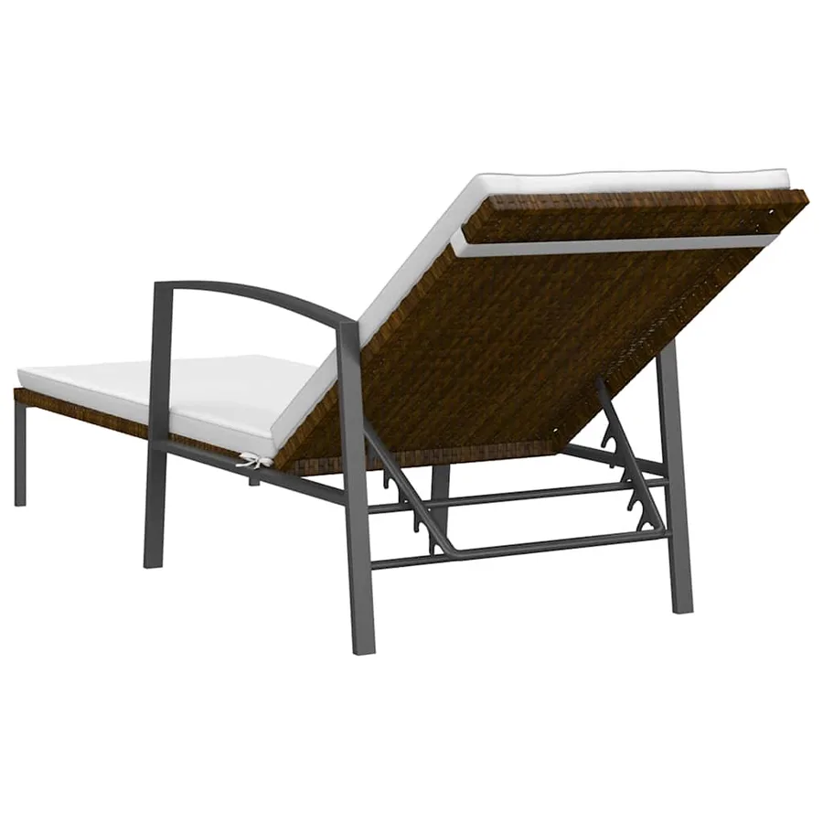 Chaises longues lot de 2 avec table résine tressée marron - 6