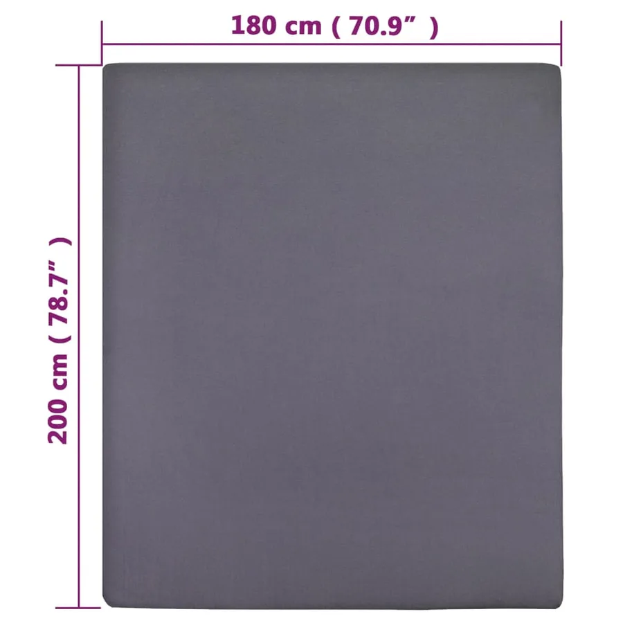 Drap-housse Jersey Anthracite 180x200 cm Coton - 5