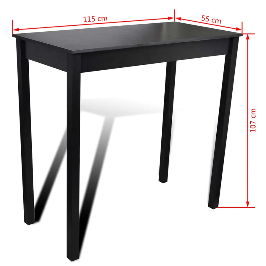 Set de 1 table de bar et 2 tabourets noir - 7