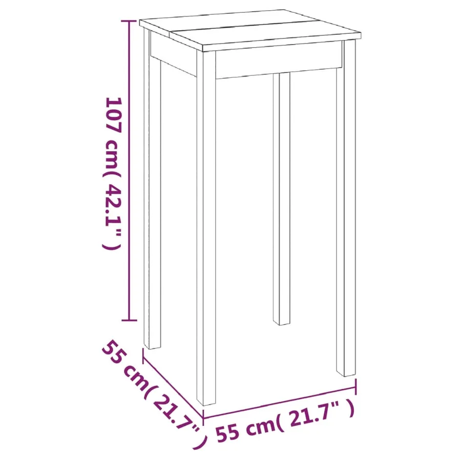 Table de bar MDF noir 55x55x107 cm - 5