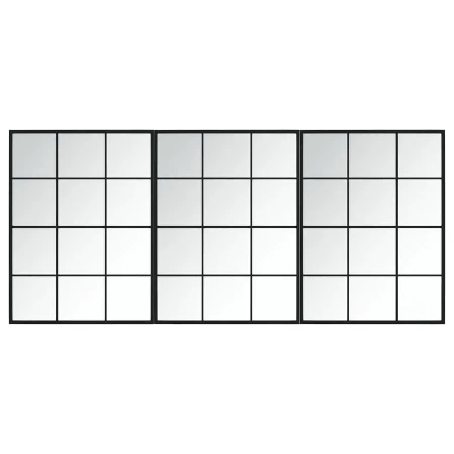 Miroirs muraux 3 pcs noir 80x60 cm métal - 2