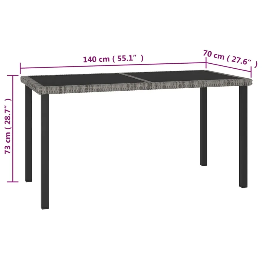 Ensemble à manger de jardin 7 pcs Résine tressée Gris - 11