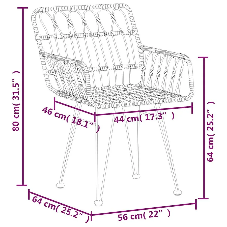 Ensemble à manger de jardin 3 pcs Noir Résine tressée - 11