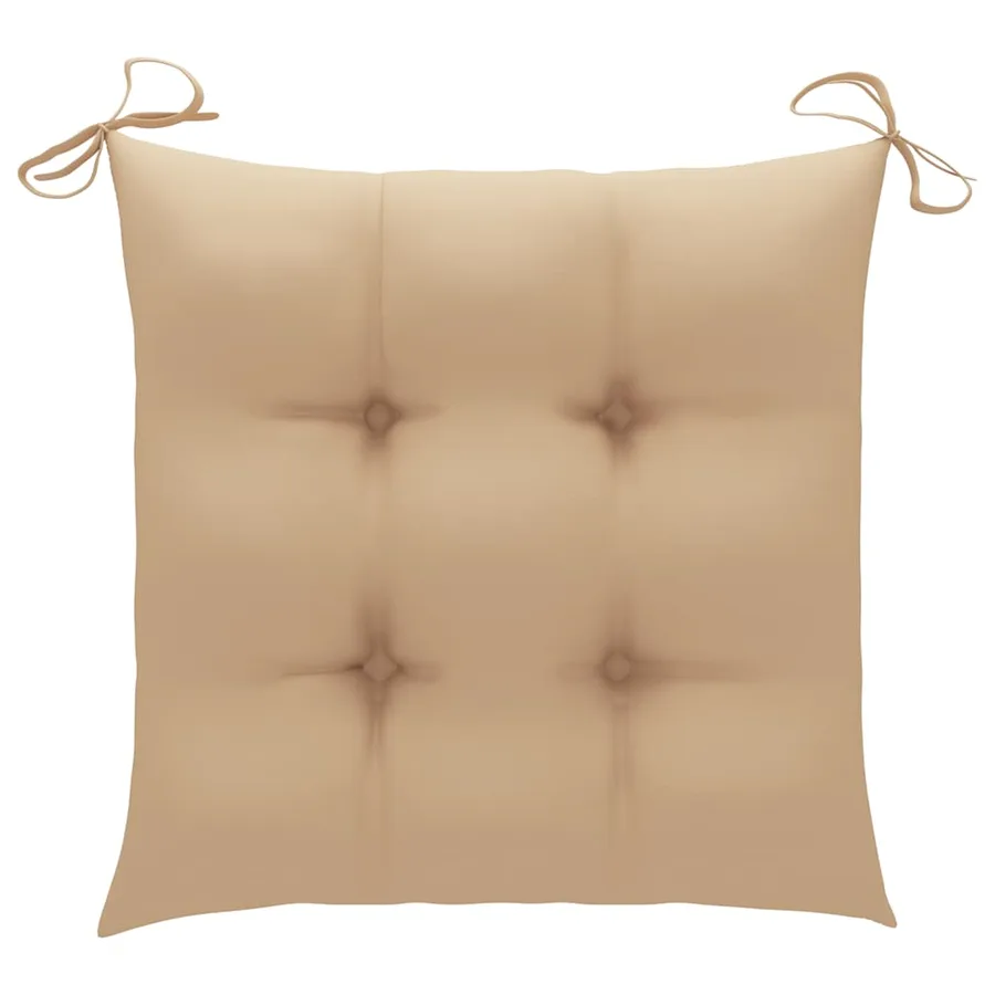 Chaises de jardin avec coussins beige lot de 3 Bois teck massif - 12