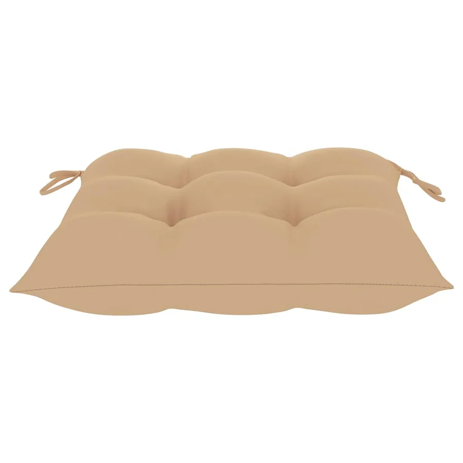 Chaises de jardin avec coussins beige lot de 3 Bois teck massif - 13