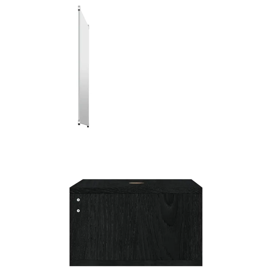 Ensemble de meubles salle de bain 2 pcs noir bois d'ingénierie - 5