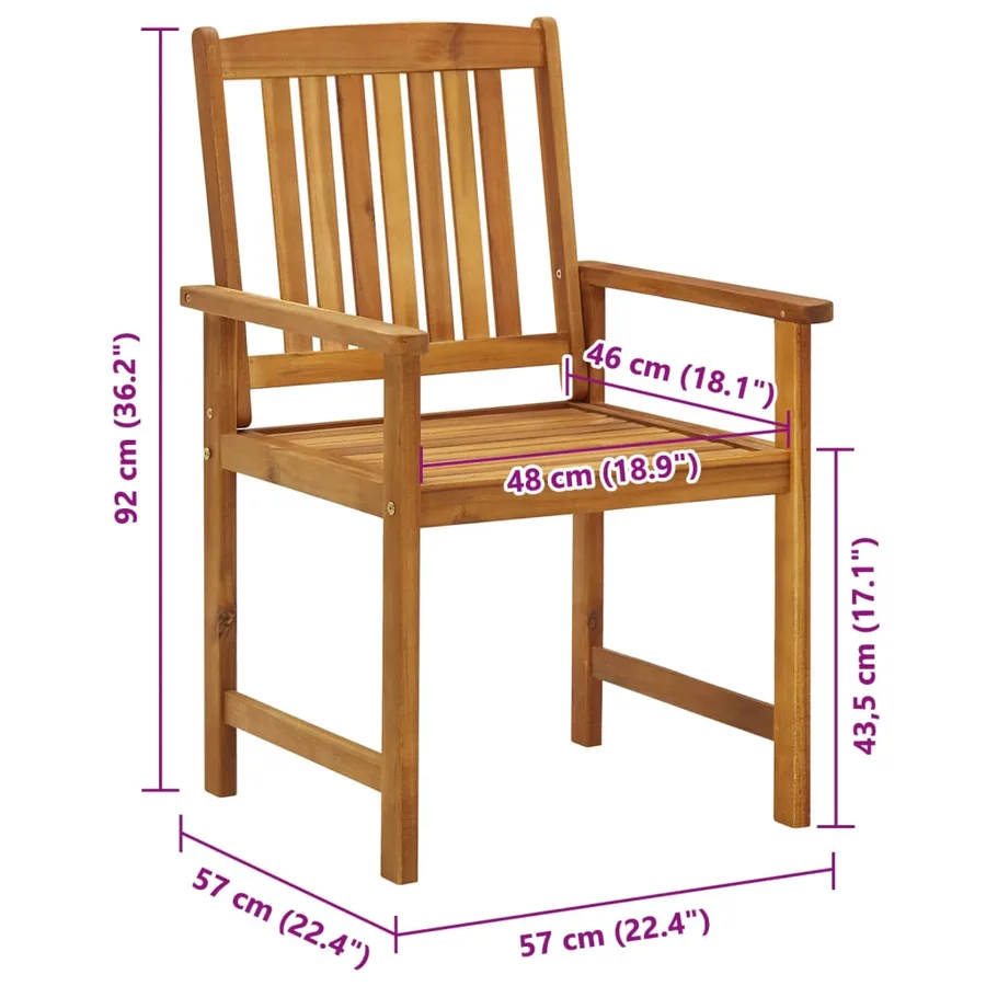 Chaises de jardin lot de 4 Bois d'acacia solide - 6