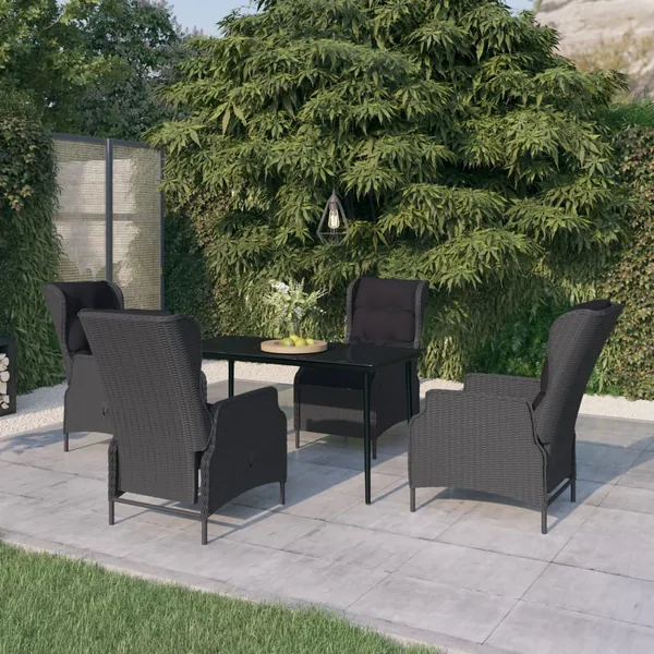 Ensemble à manger de jardin 5 pcs Gris foncé