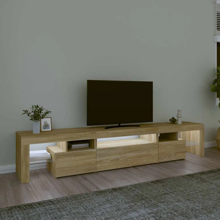 Meuble TV avec lumières LED Chêne sonoma 215x36,5x40 cm - 3