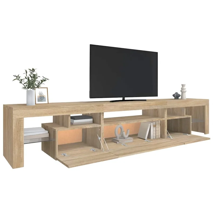 Meuble TV avec lumières LED Chêne sonoma 215x36,5x40 cm - 6