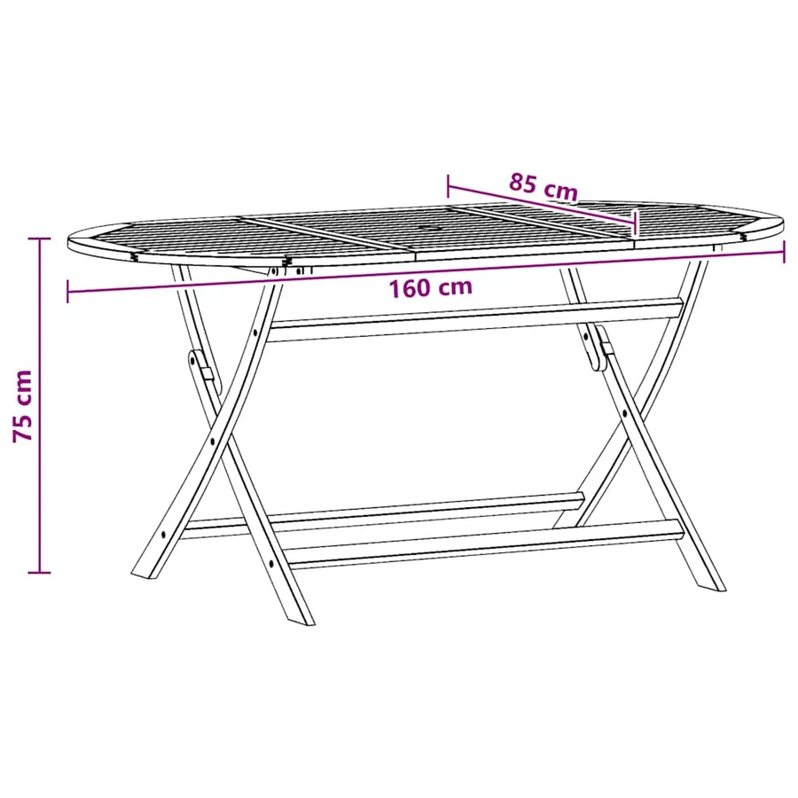 Table pliable de jardin 160x85x75 cm Bois d'eucalyptus massif - 4