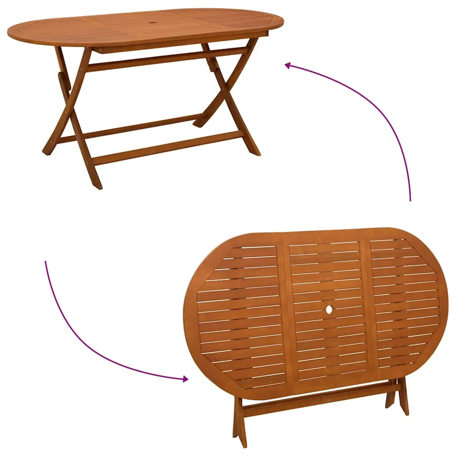 Table pliable de jardin 160x85x75 cm Bois d'eucalyptus massif - 5