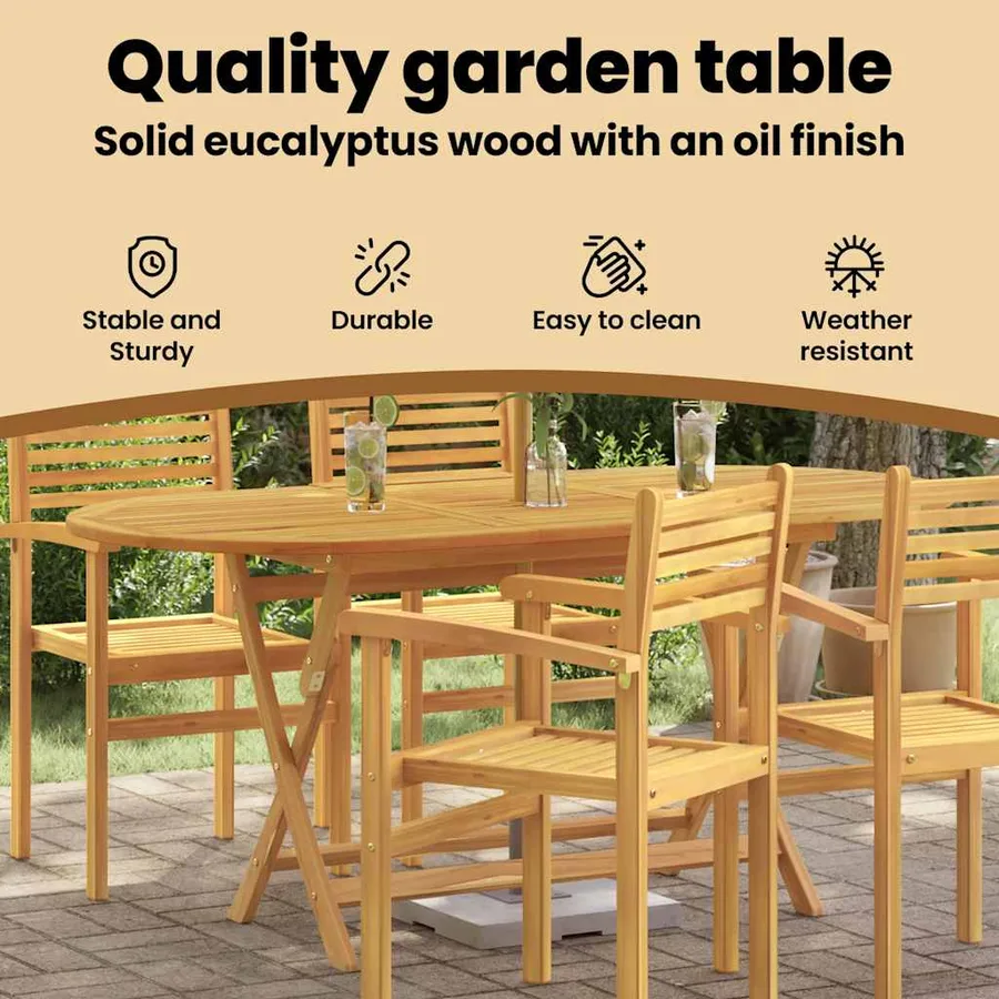 Table pliable de jardin 160x85x75 cm Bois d'eucalyptus massif - 6