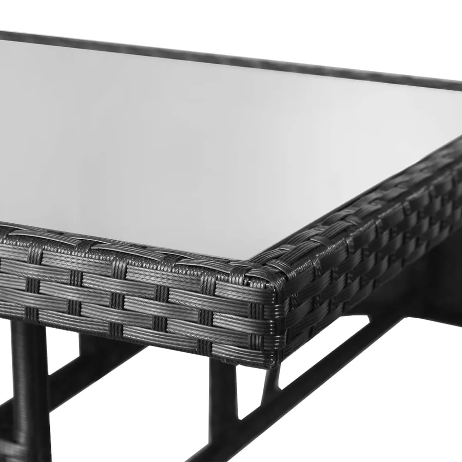 Table de jardin Noir 80x80x74 cm Résine tressée - 4