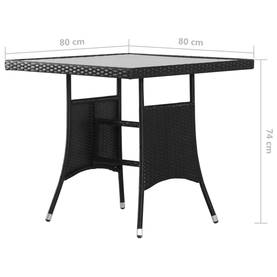 Table de jardin Noir 80x80x74 cm Résine tressée - 6