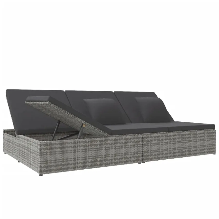 Transat convertible avec coussin Résine tressée Gris foncé - 3