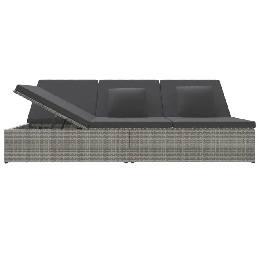 Transat convertible avec coussin Résine tressée Gris foncé - 4