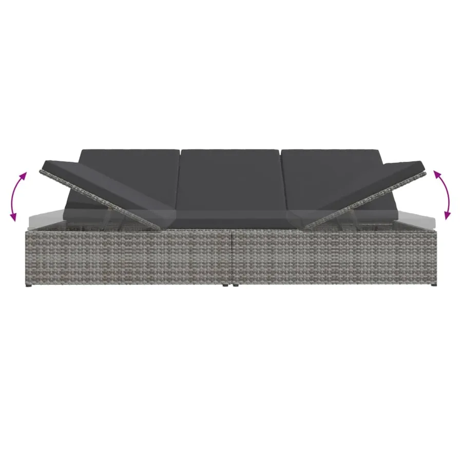 Transat convertible avec coussin Résine tressée Gris foncé - 7