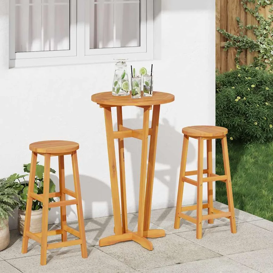 Table de bar de jardin Ø60x105 cm Bois d'acacia solide - 3