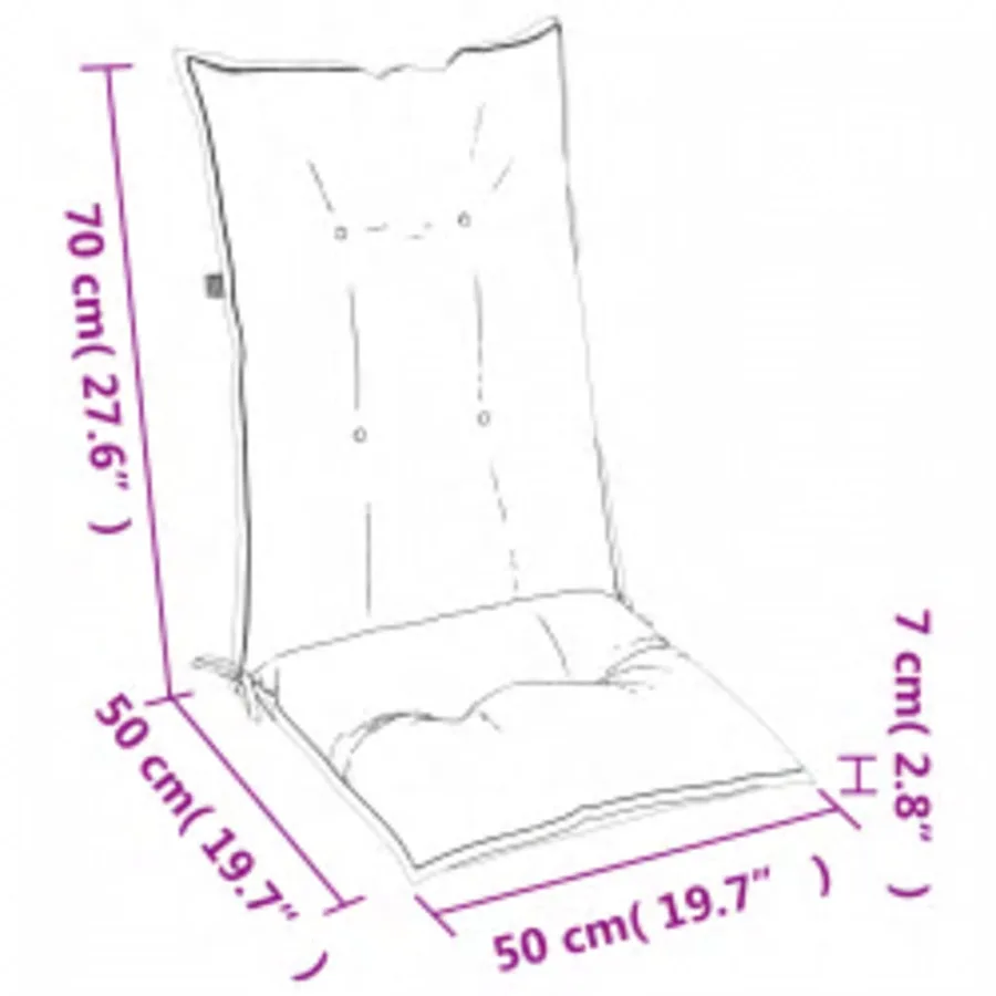 Coussins de chaise de jardin à dossier haut lot de 6 tissu - 9