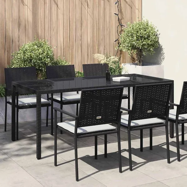 Table de Jardin Noir 190 x 90 x 75 cm polyrotin