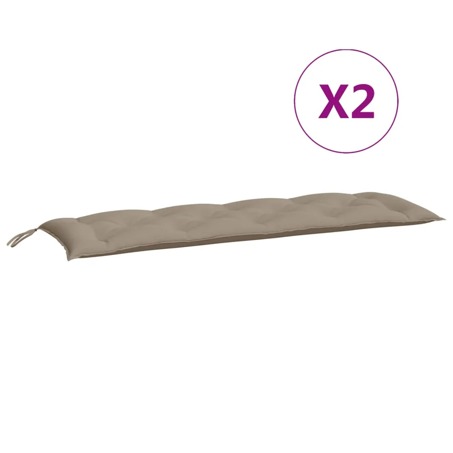 Coussins de banc jardin lot de 2 taupe 150x50x7 cm tissu Oxford - 5