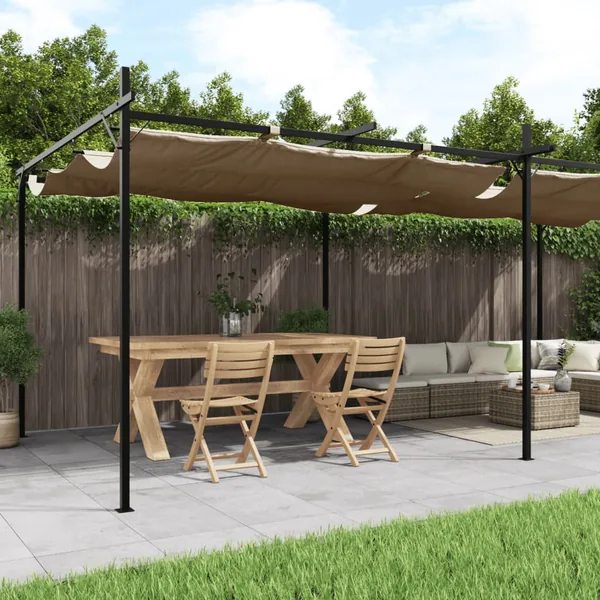 Pergola avec toit rétractable taupe 589x292x230 cm