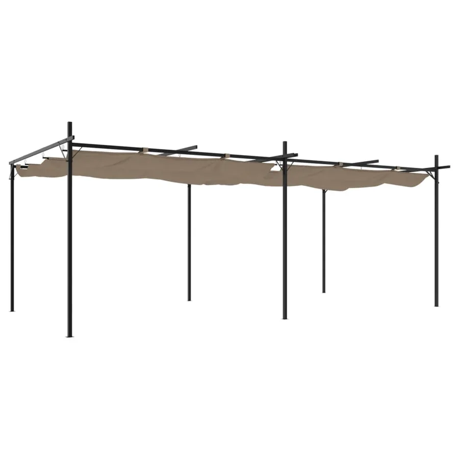 Pergola avec toit rétractable taupe 589x292x230 cm - 2