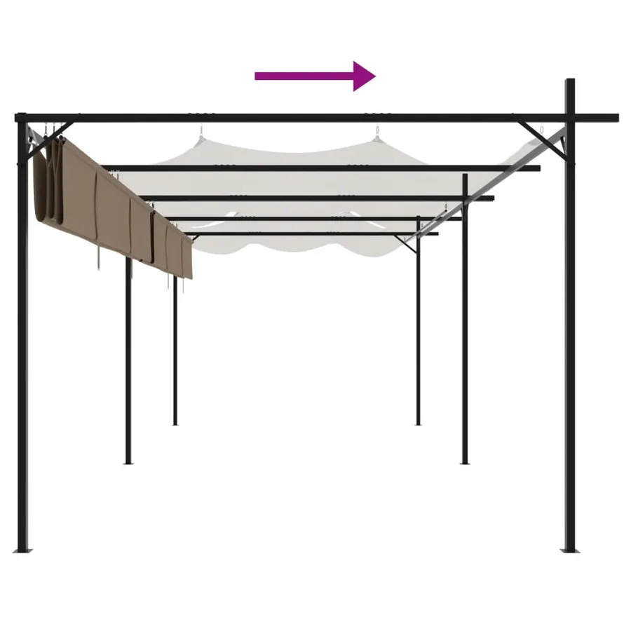 Pergola avec toit rétractable taupe 589x292x230 cm - 6