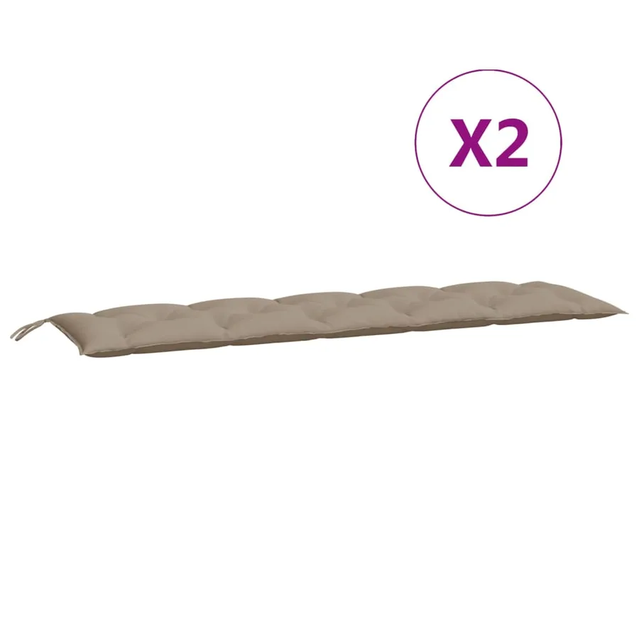 Coussins de banc jardin lot de 2 taupe 180x50x7 cm tissu Oxford - 5